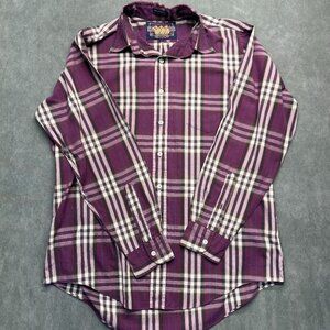 Chaps Ralph Lauren Purple Plaid Button Down Shirt L Cotton Blend